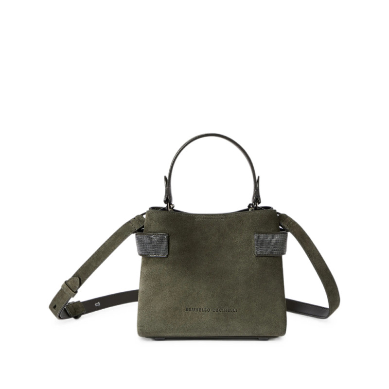 Brunello Cucinelli Essence Small Top-handle Bag In Suede With Precious Bands