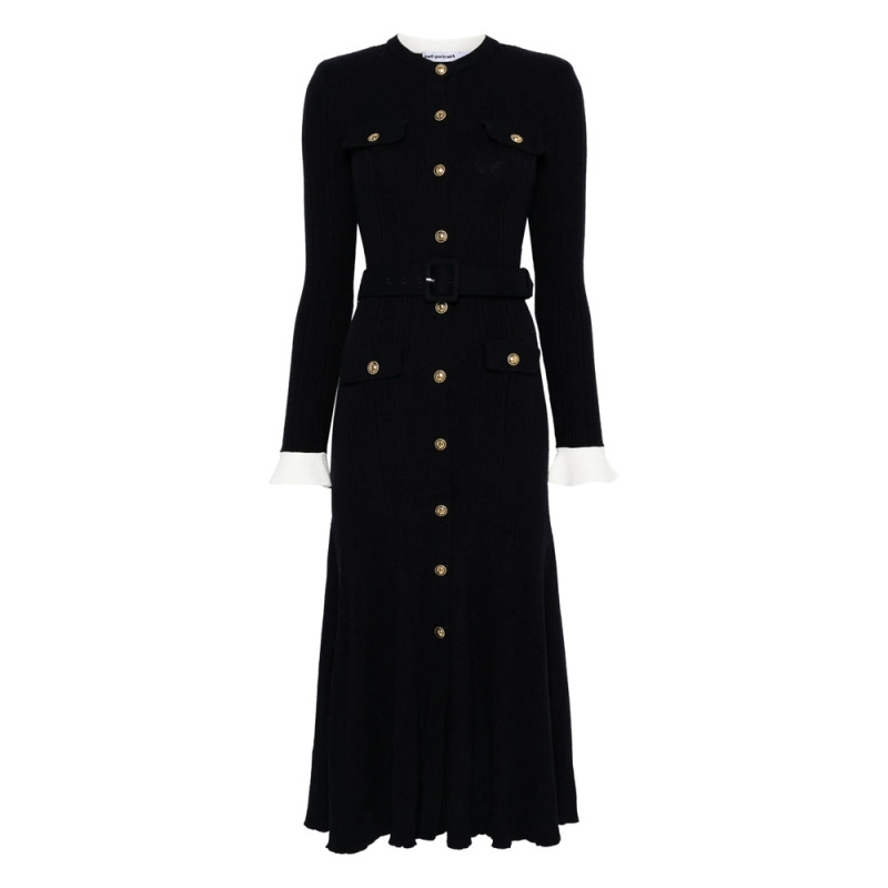 Self-portrait Button-detailed Ribbed-knit Maxi Dress