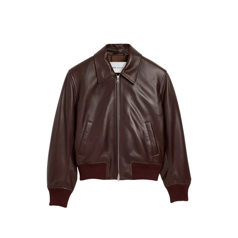 Ami Paris Lamb-leather Zipped Jacket