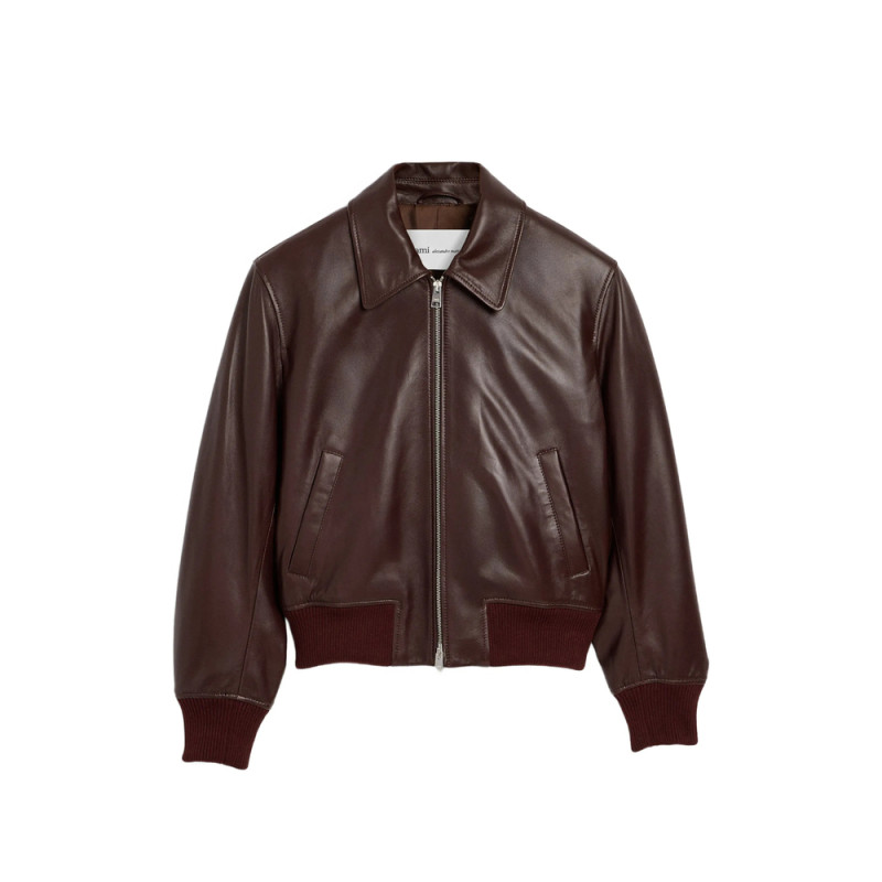 Ami Paris Lamb-leather Zipped Jacket