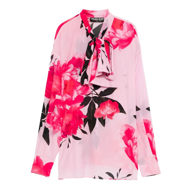 Chiara Boni Sofi Floral-print Tie-neck Top