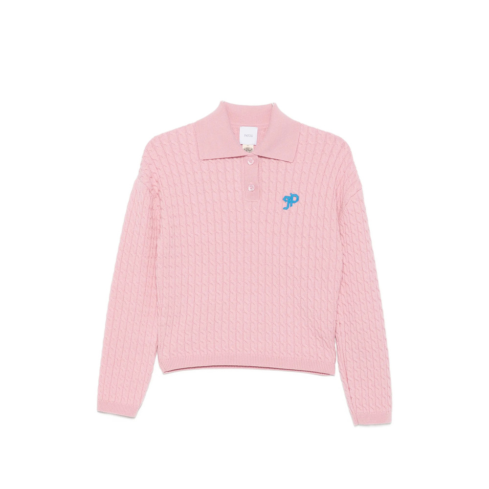 Patou JP Cable-knit Polo Sweater