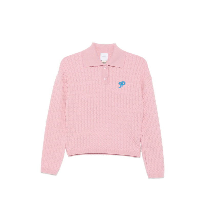 Patou JP Cable-knit Polo Sweater
