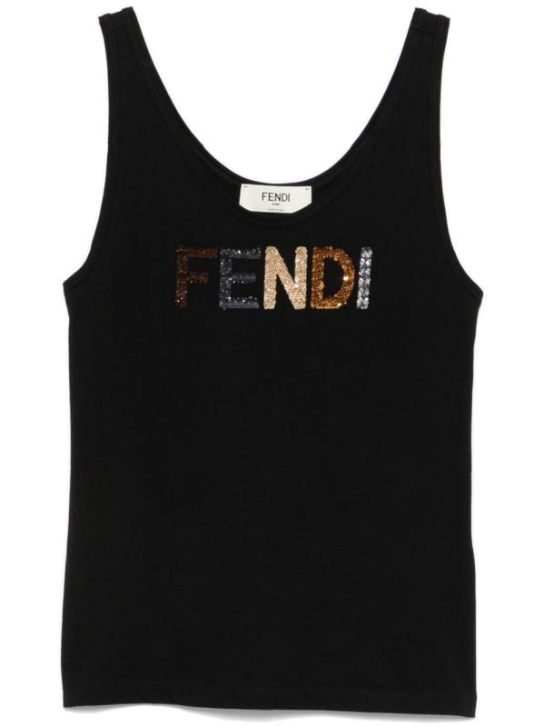 sequin-logo tank top