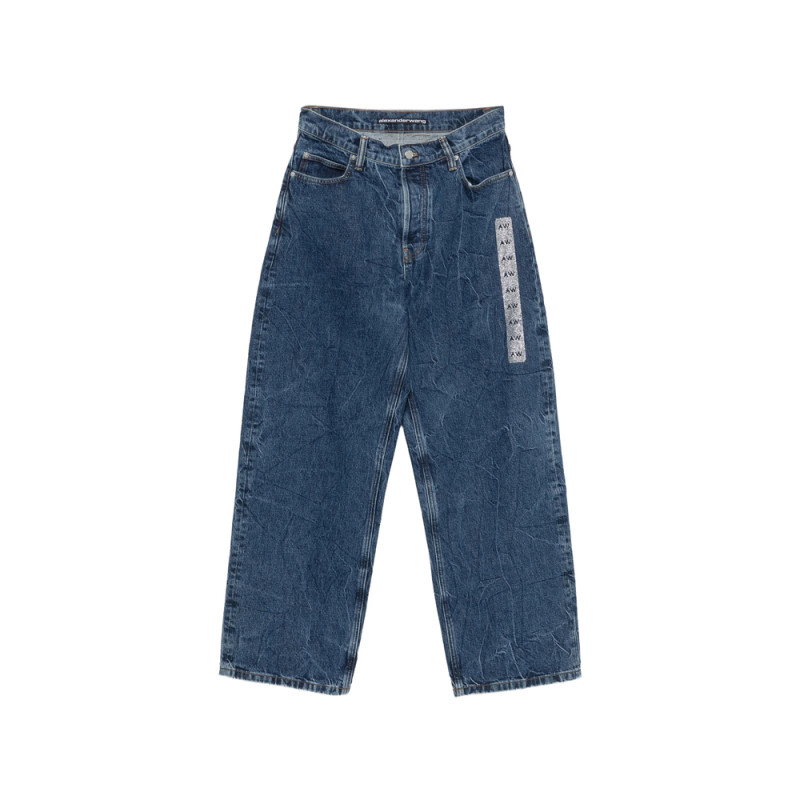 Alexander Wang Crystal-embellished Wide-leg Jeans