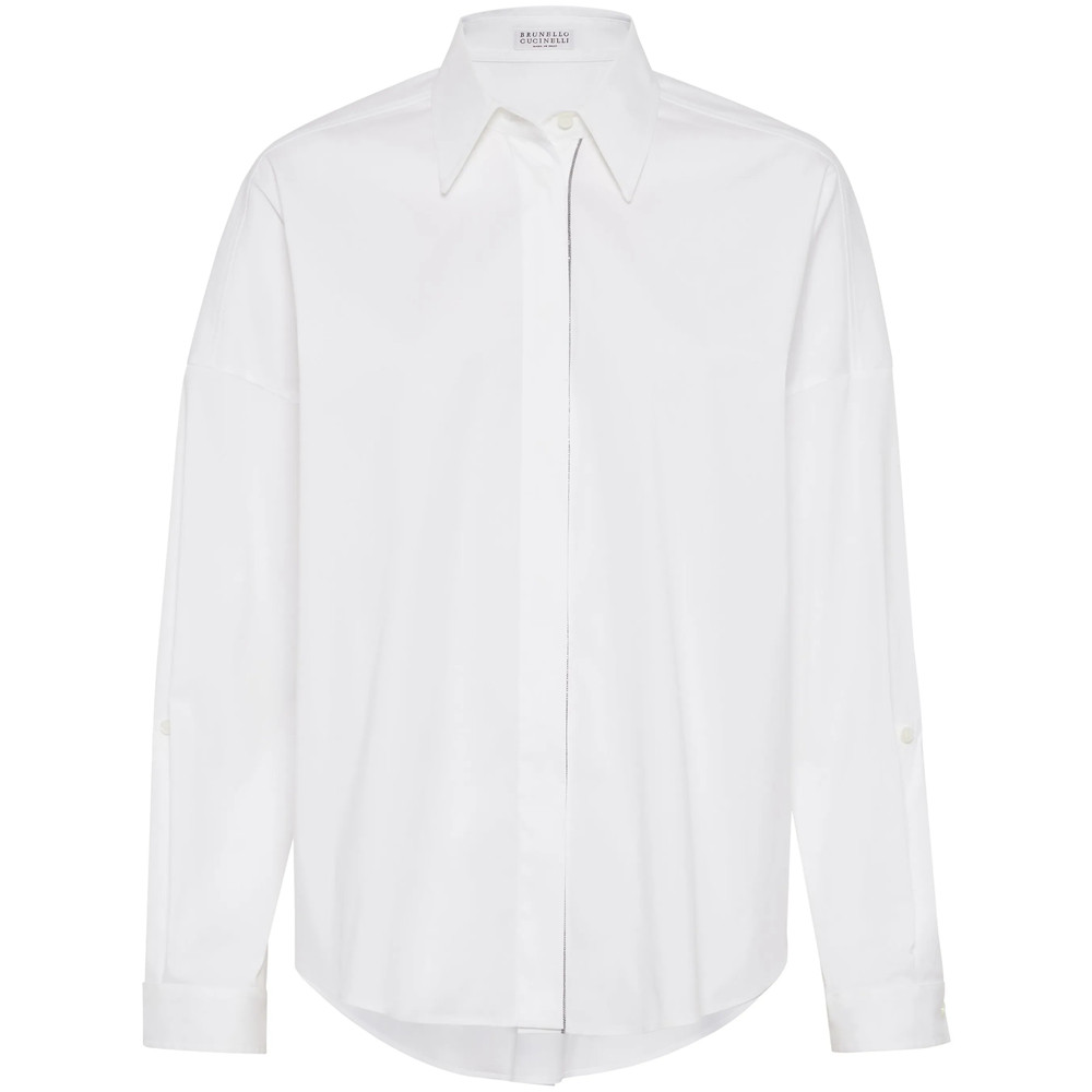 Brunello Cucinelli Bead-embellished Cotton-blend Shirt