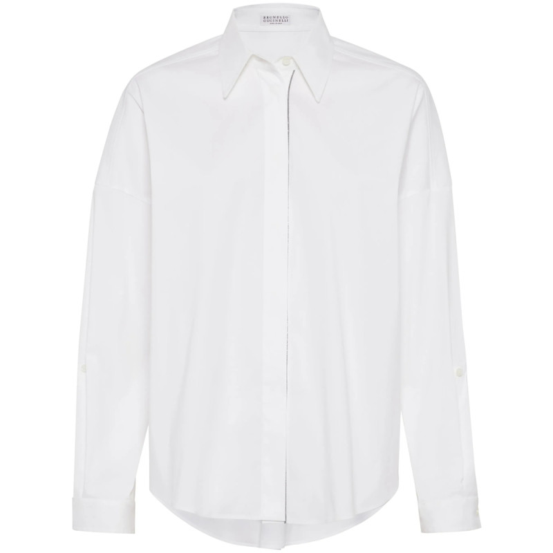 Brunello Cucinelli Bead-embellished Cotton-blend Shirt