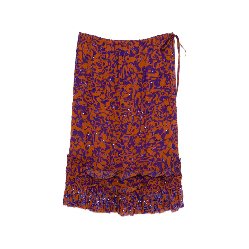 Dries Van Noten Sequin-embellished Ruffled-trim Midi Skirt
