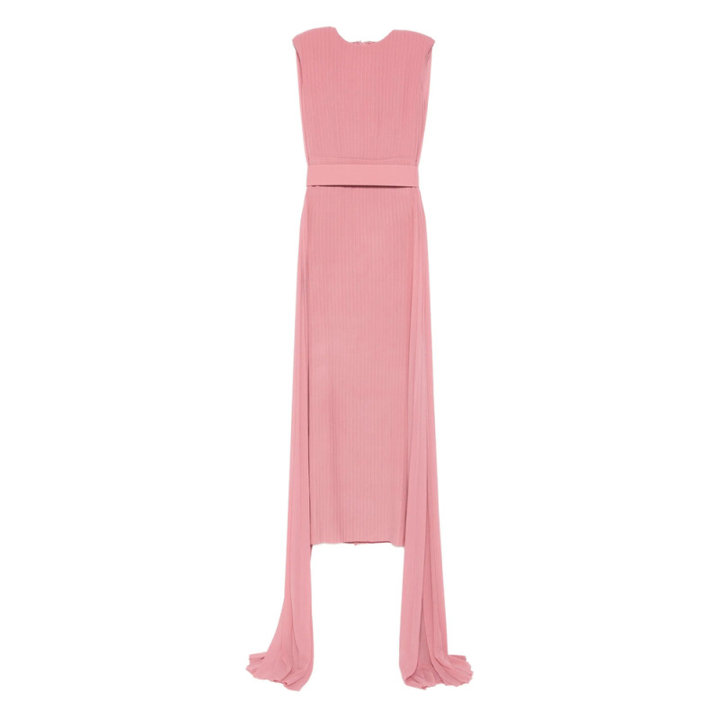 Solace London Tavia Pleated Belted Maxi Dress