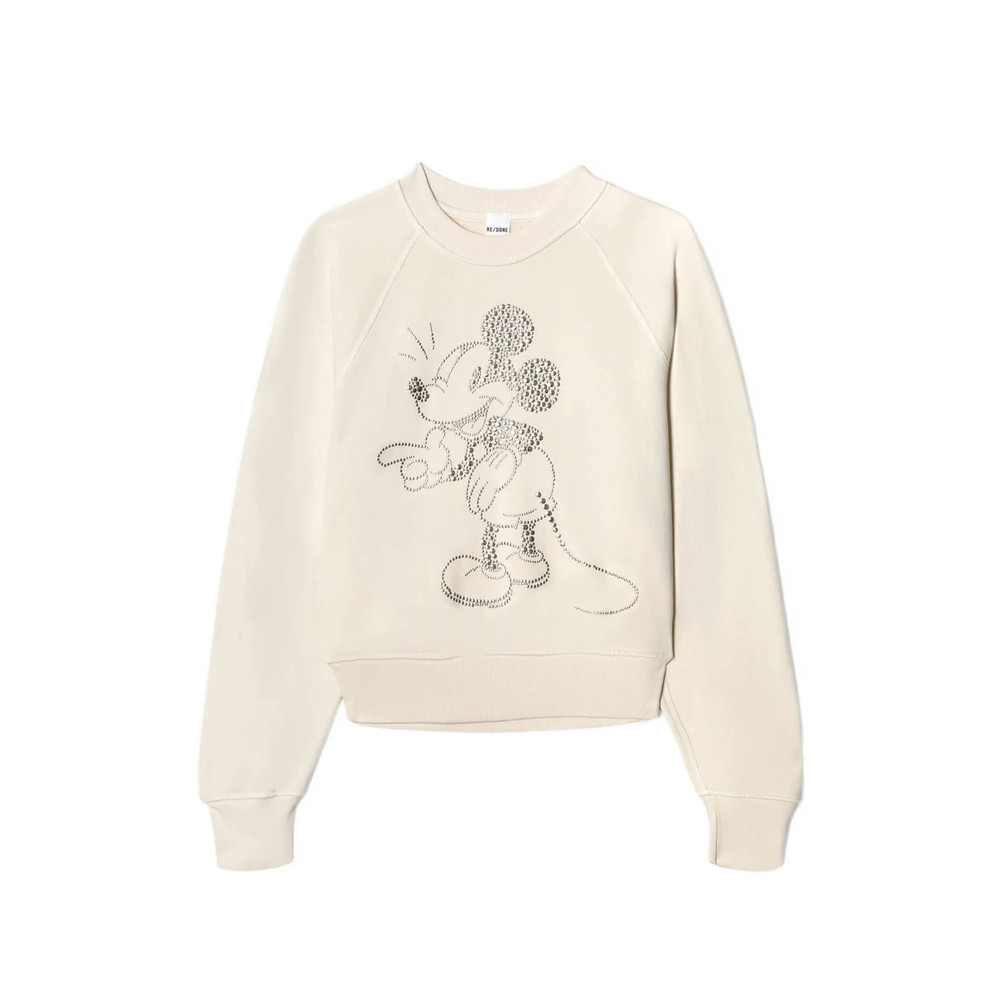 Re/done Classic Mickey Embellished Raglan-sleeve Sweater