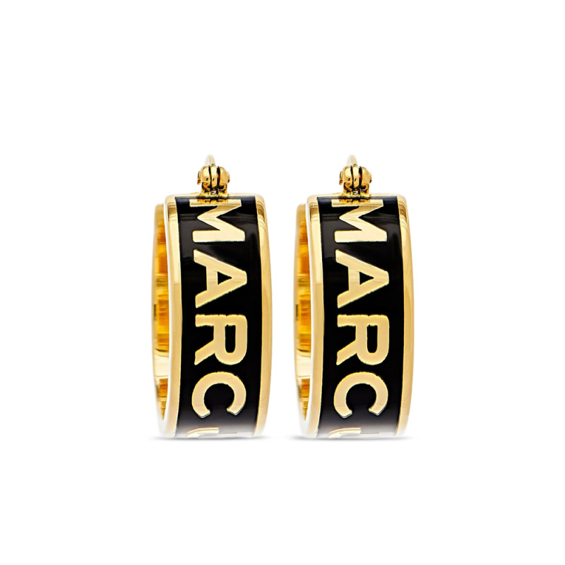 Marc Jacobs The Button Enamel Logo Hoop Earrings