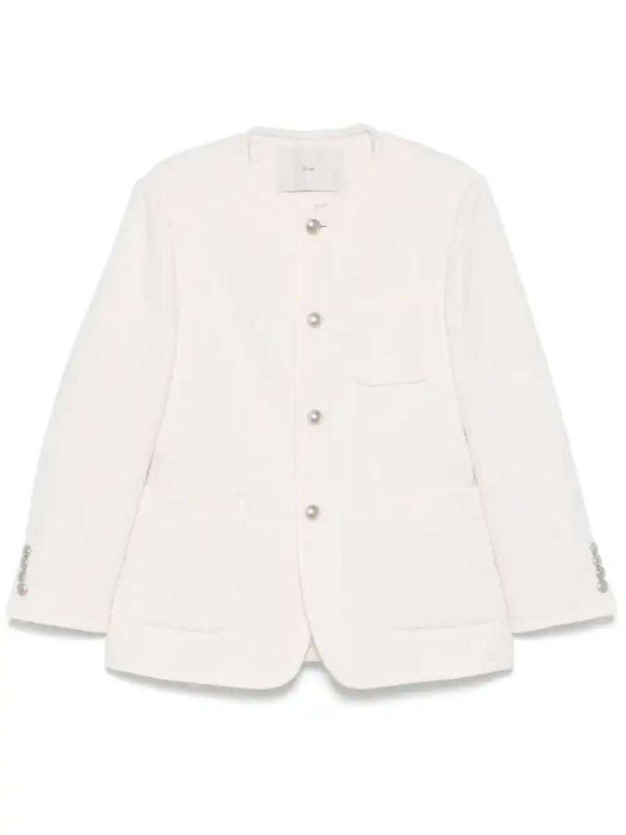 collarless tweed jacket