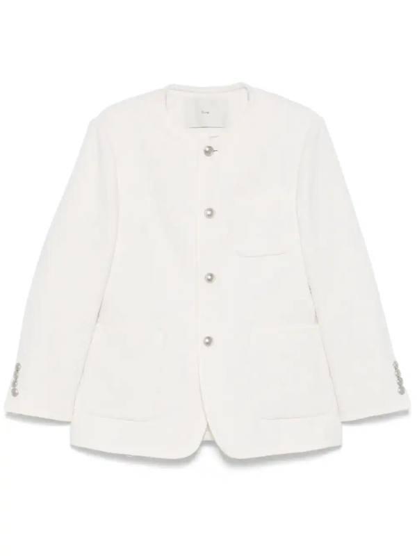 collarless tweed jacket
