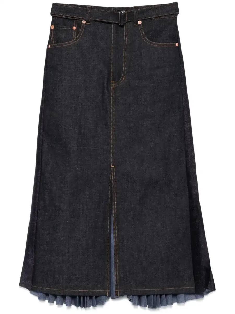 pleat-detailed midi skirt