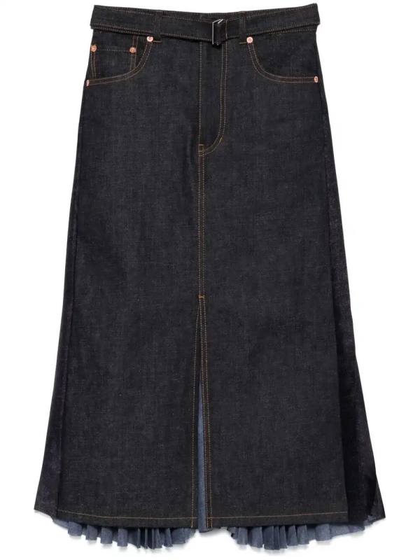 pleat-detailed midi skirt