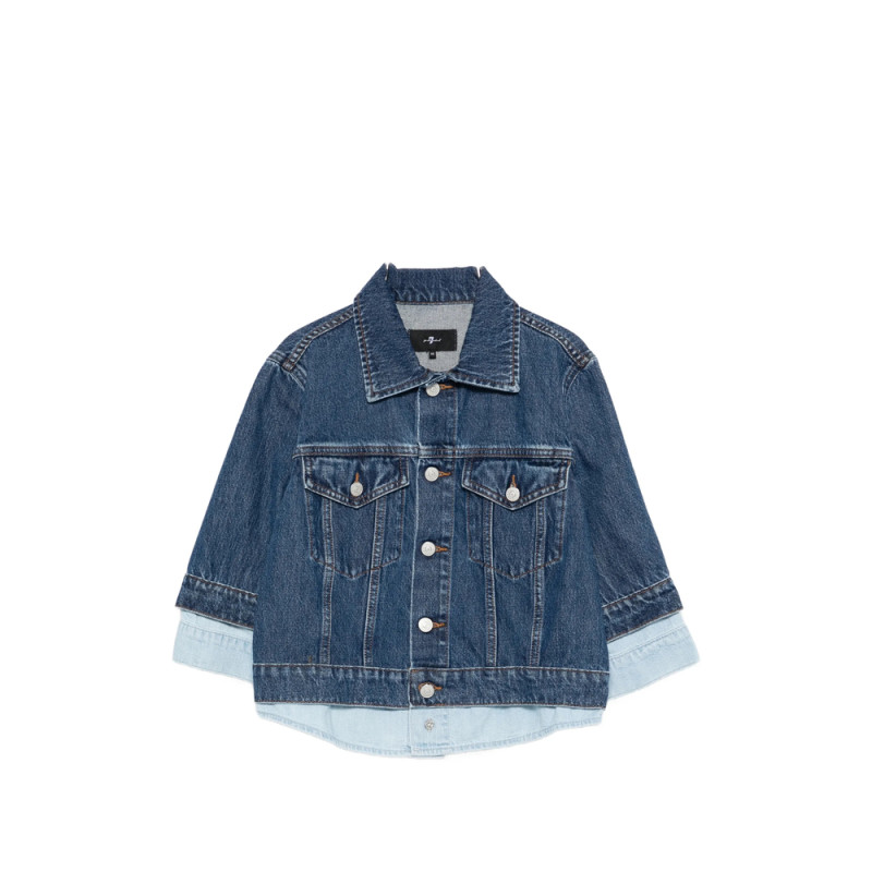 7 For All Mankind Trucker Button Layered Jacket