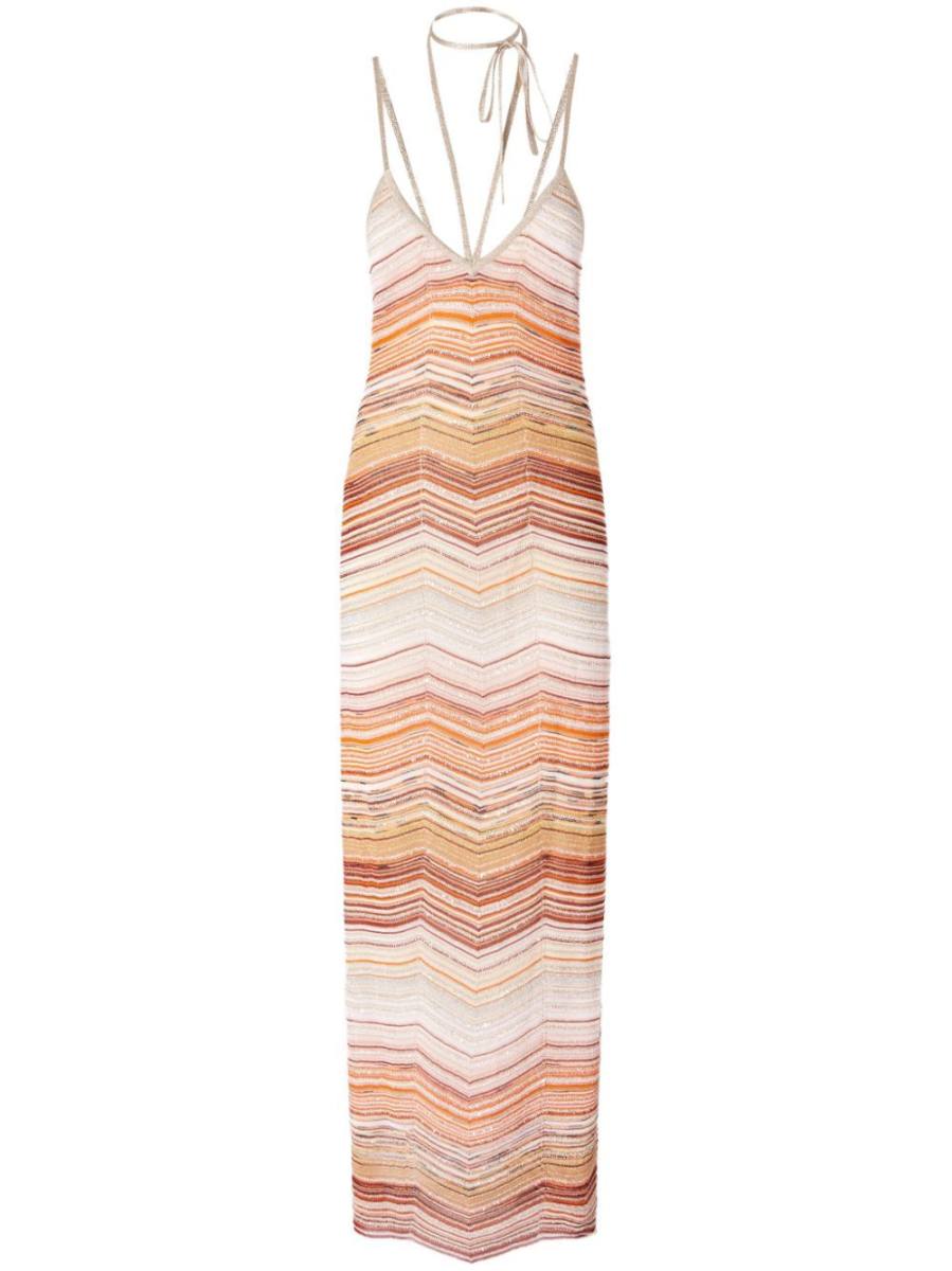 chevron-woven maxi dress