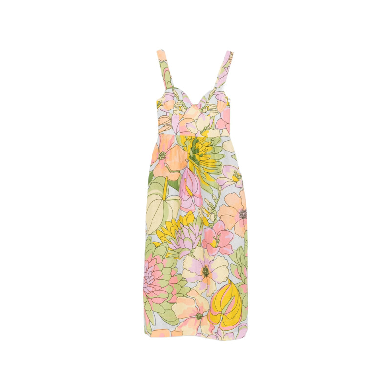 Farm Rio Floral-print Sweetheart-neck Midi Dress