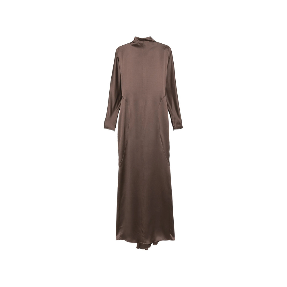 Max Mara Satin High-neck Maxi Dress