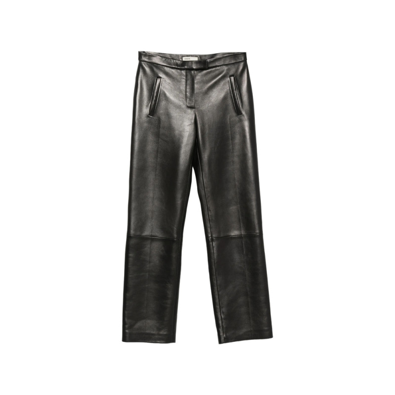 Khaite Leather Straight-leg Trousers