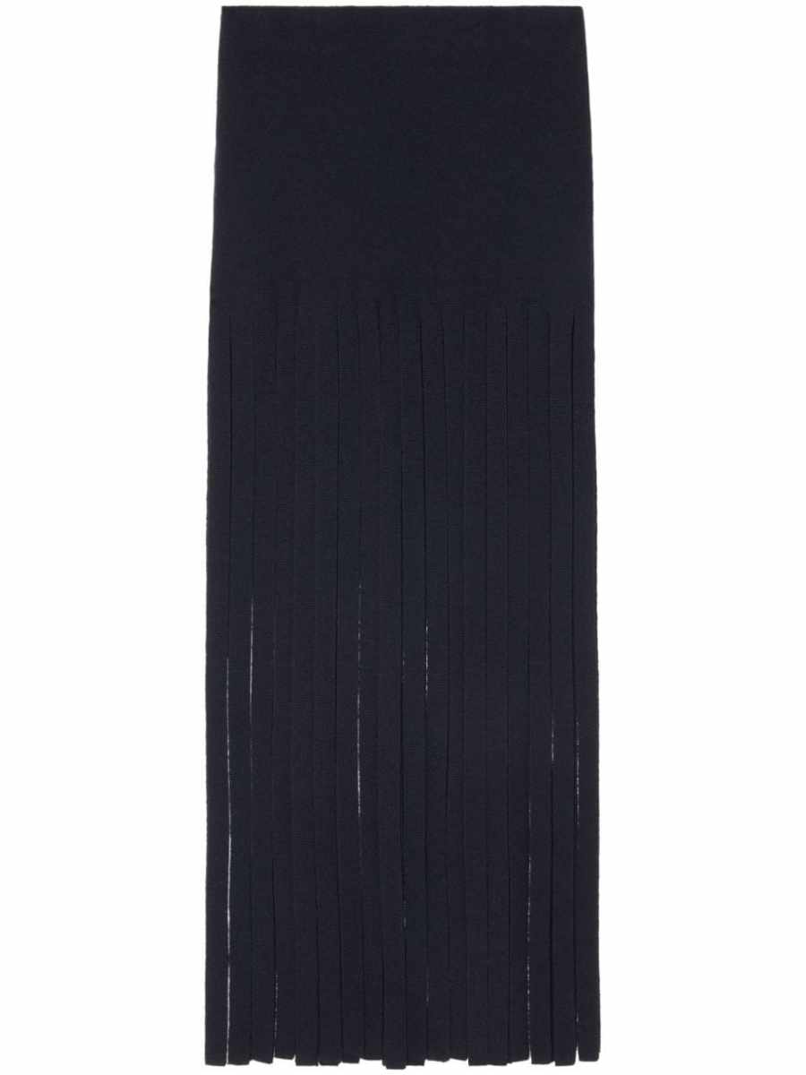 Eclectic fringed wool skirt