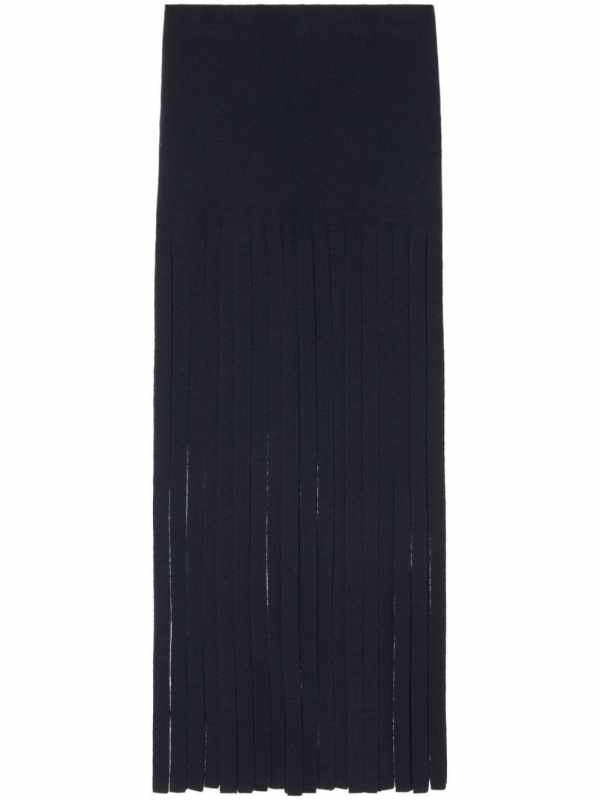 Eclectic fringed wool skirt