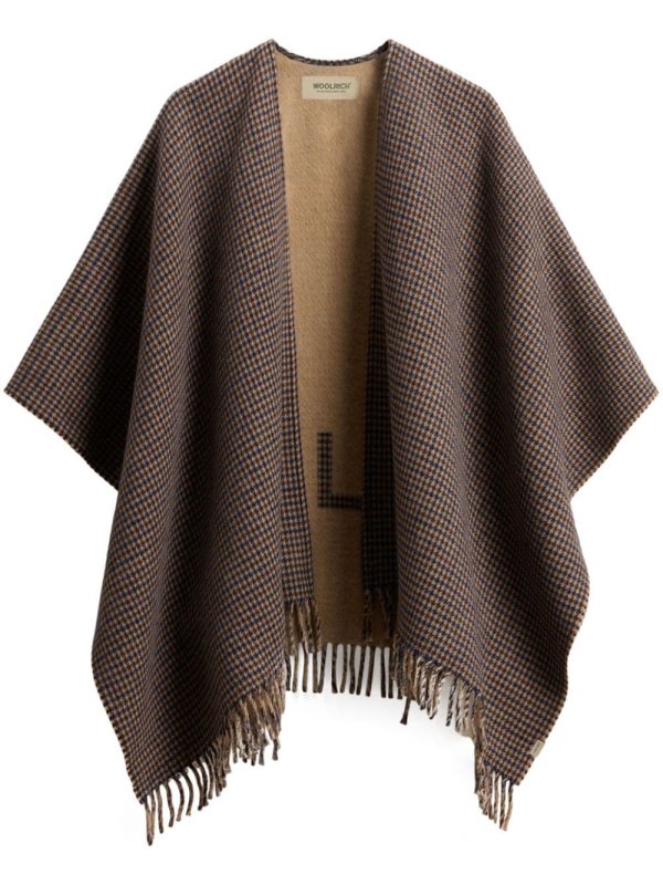plaid wool-blend cape