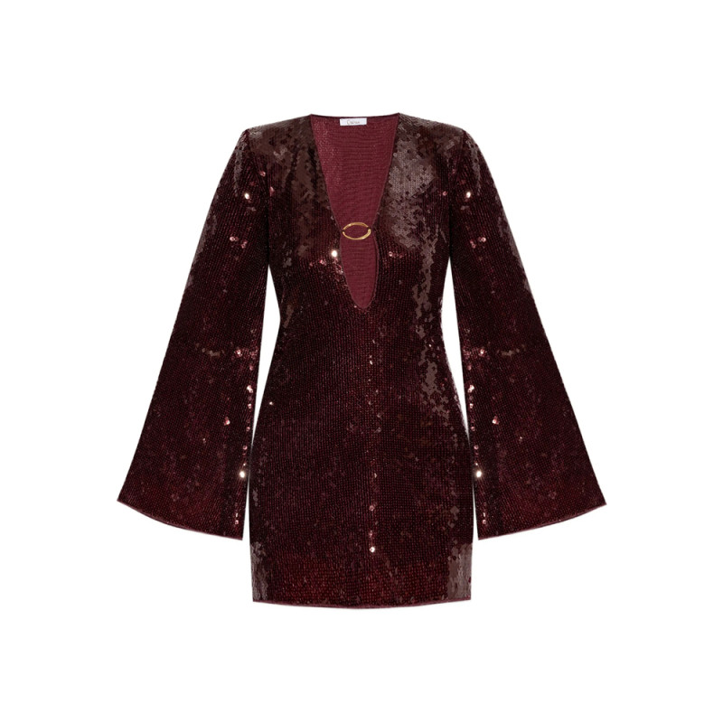 Oséree Sequin-embellished Deep-V Mini Dress
