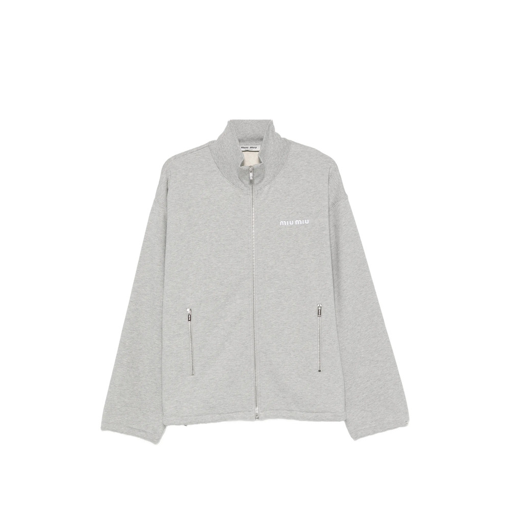 Miu Miu Logo-embroidered Zip-up Sweatshirt