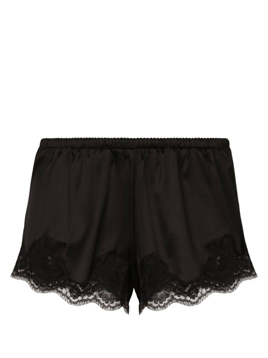 lace-detailing satin-finish briefs