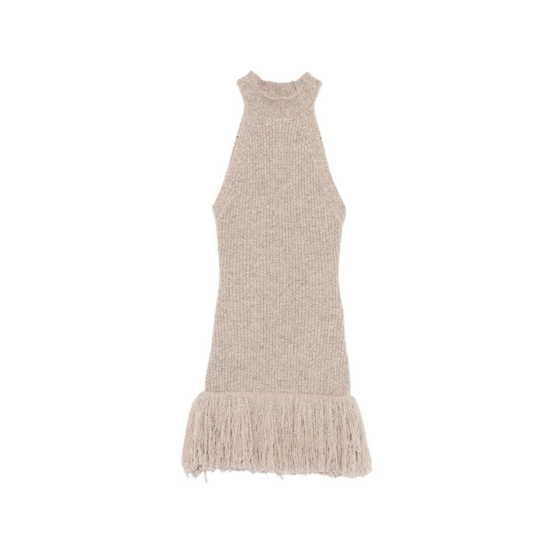 Ely Ely Fringe-trim Ribbed-knit Mini Dress