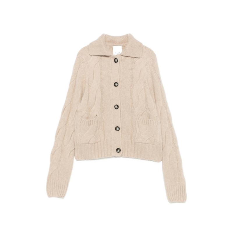 Allude Cable-knit Button-up Cardigan
