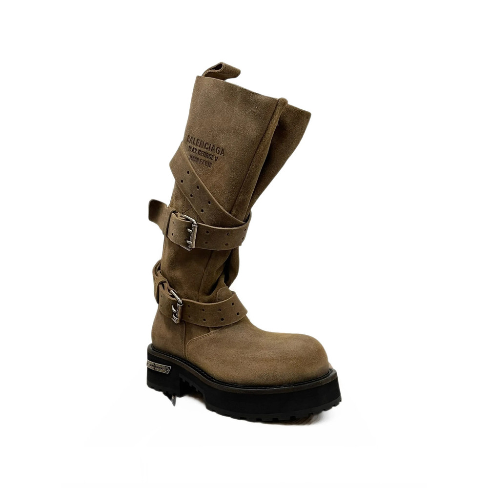 Balenciaga Venom Boots In Waxed Suede Calfskin