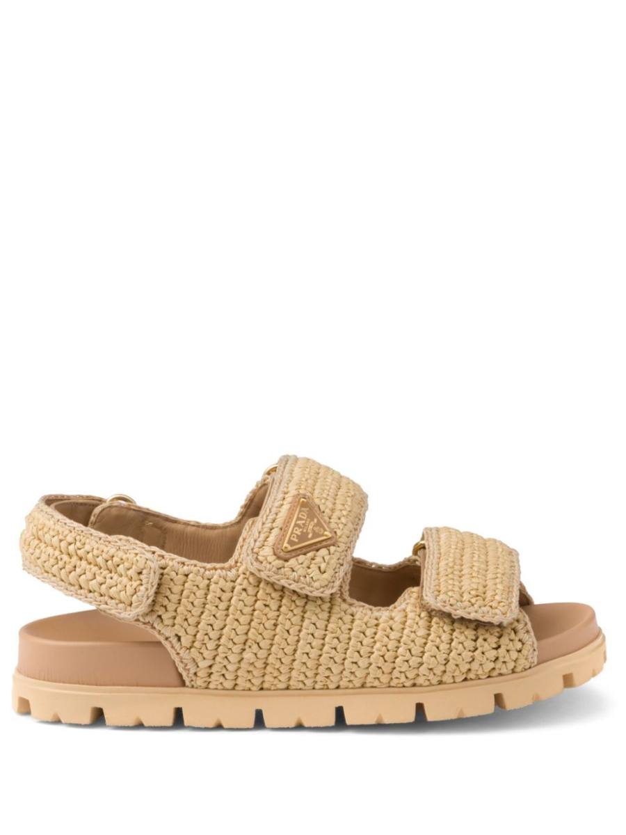 logo-plaque woven sandals