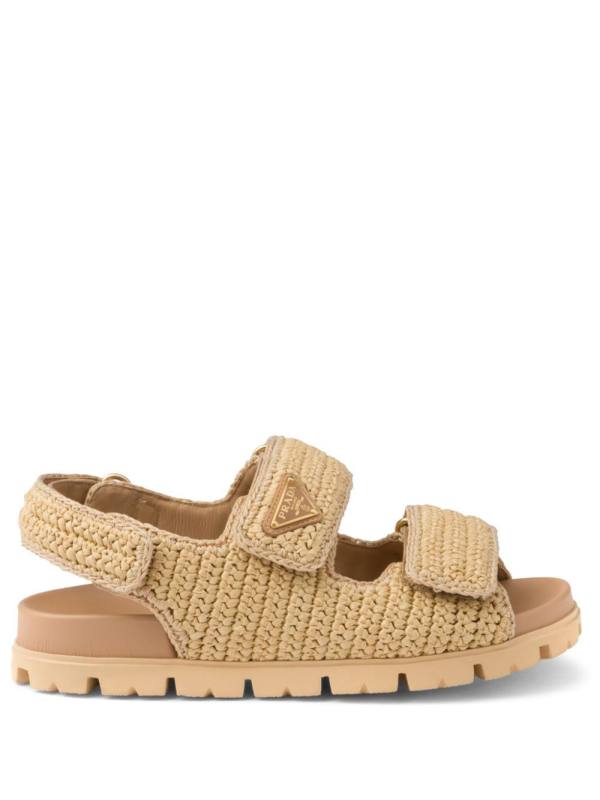logo-plaque woven sandals