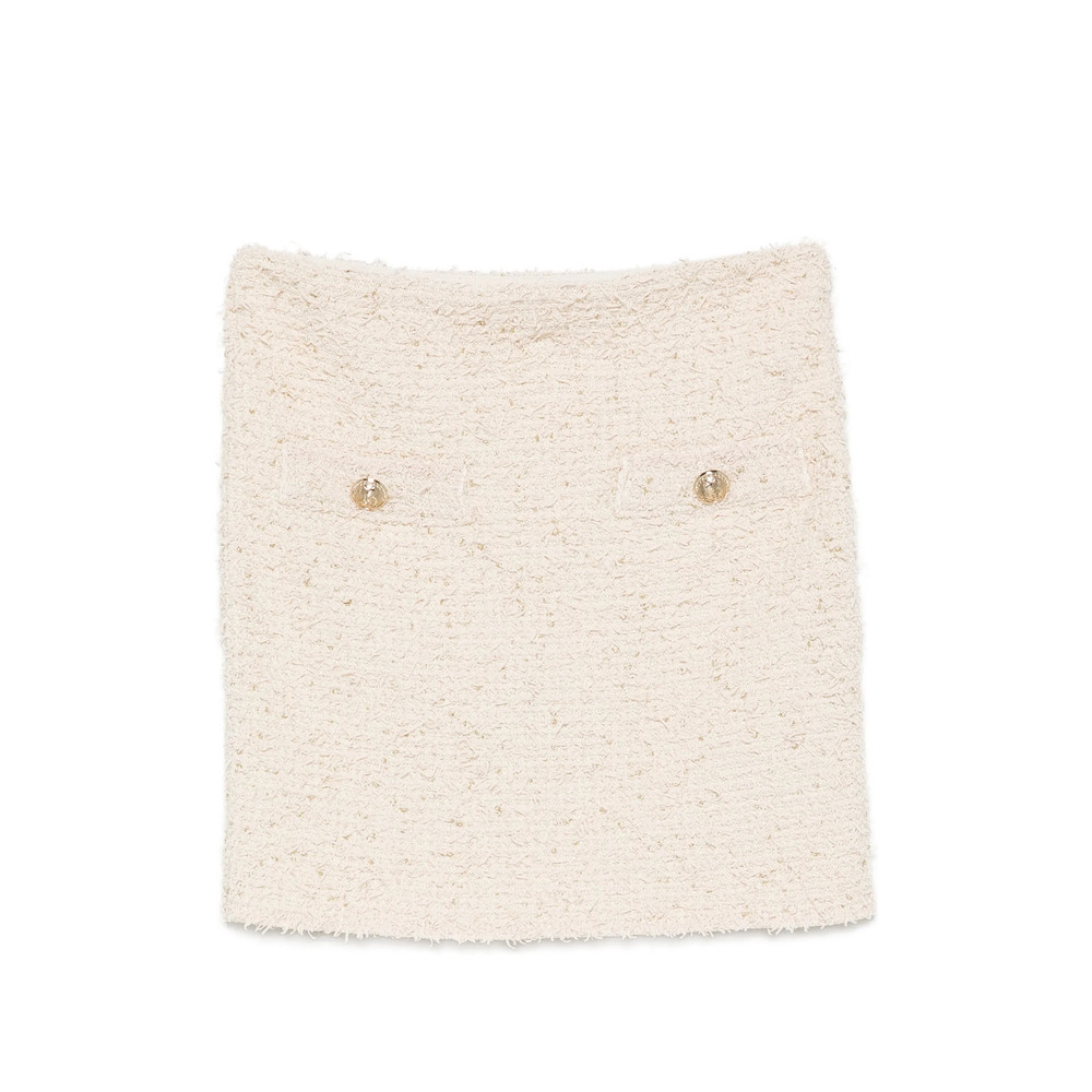Balmain Button-embellished Tweed Mini Skirt