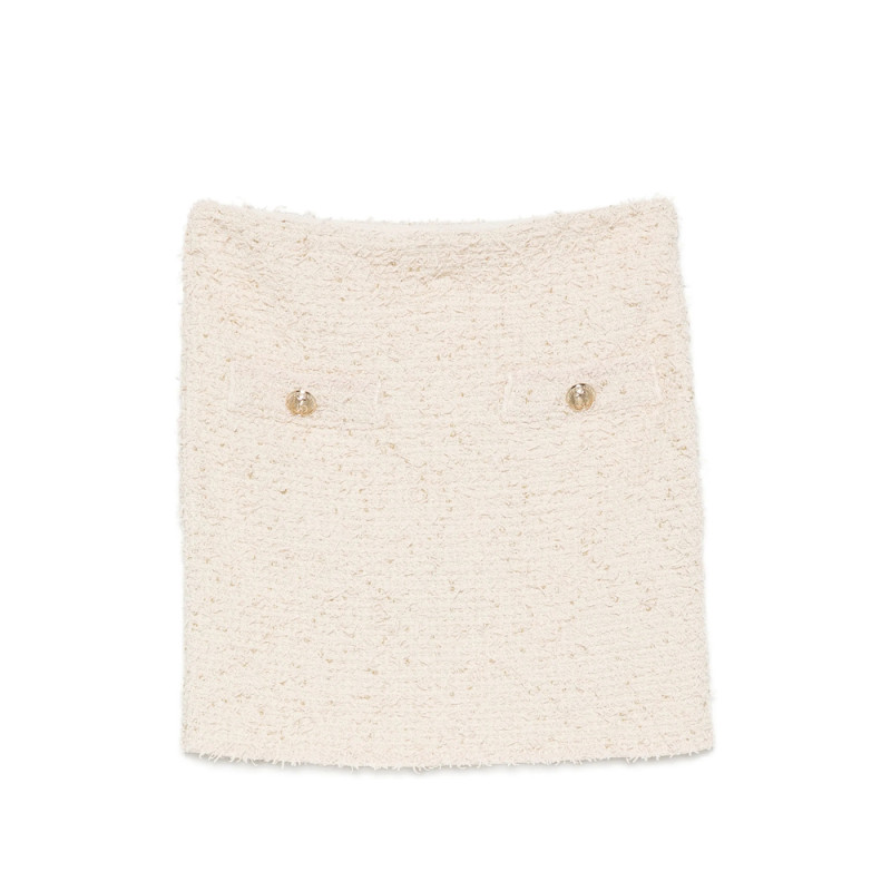 Balmain Button-embellished Tweed Mini Skirt