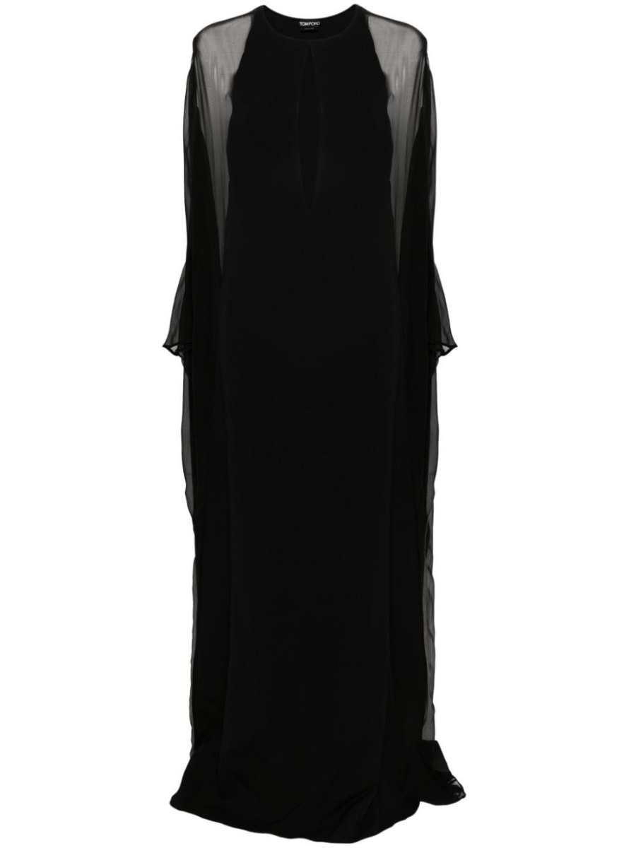 semi-sheer-panelled maxi dress