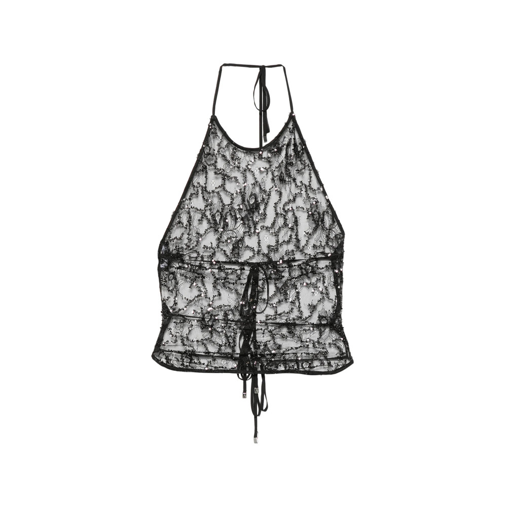 The Attico Sequin-embellished Lace Top