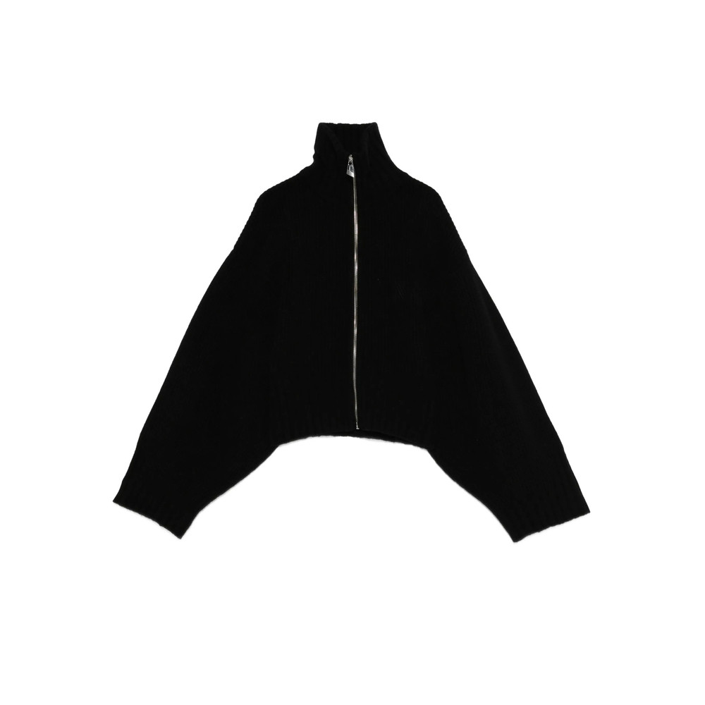 The Attico Zip-front Ribbed-knit Cardigan