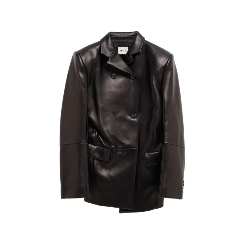 Khaite Double-breasted Leather Blazer