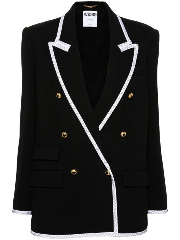 contrasting-trim double-breasted blazer
