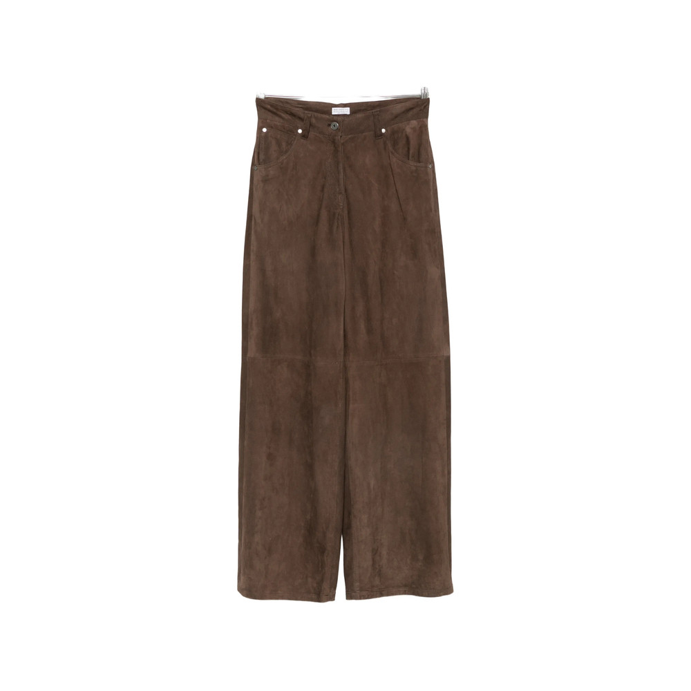 Brunello Cucinelli Suede Wide-leg Trousers