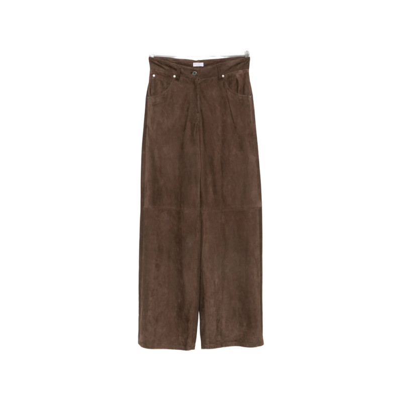 Brunello Cucinelli Suede Wide-leg Trousers