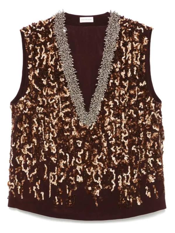 sequin-embellished vest