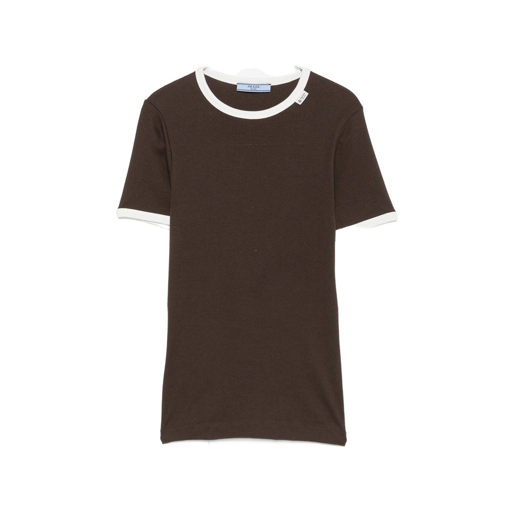 Prada Ribbed-knit Ringer T-shirt