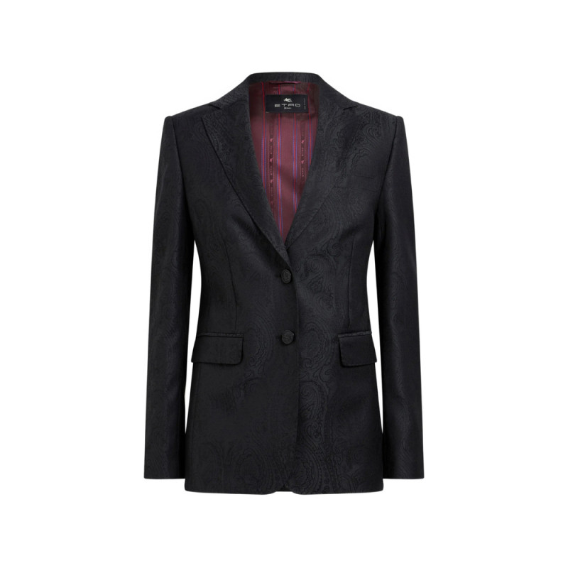 Etro Single-breasted Wool Jacquard Jacket With Arnica Motif