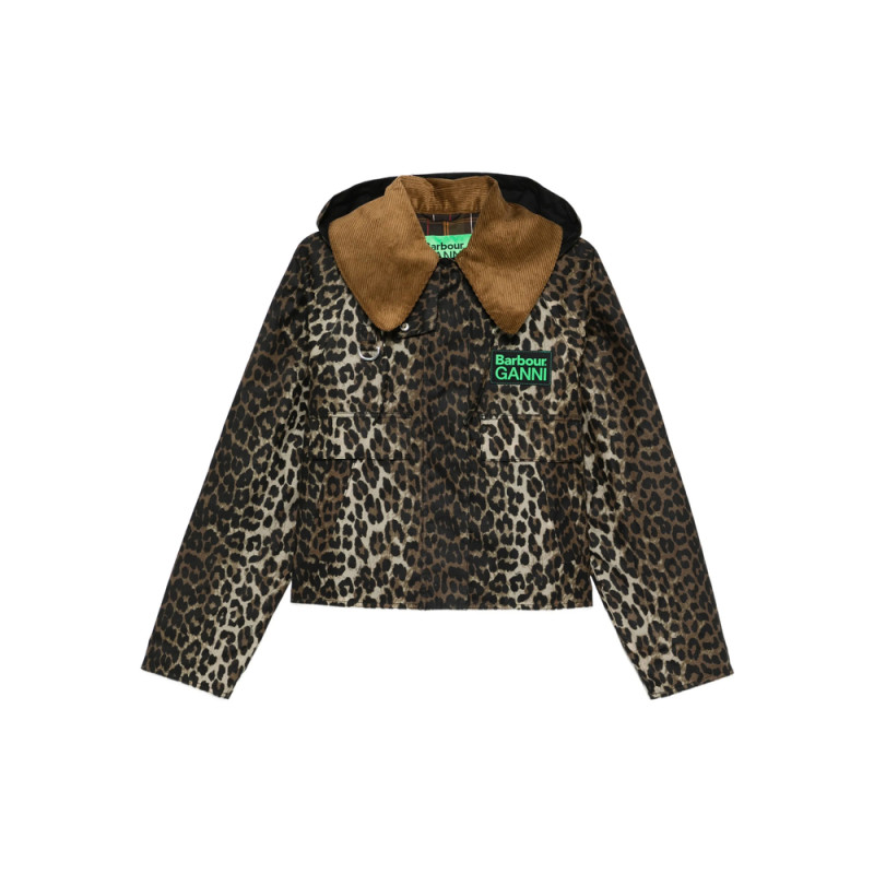 Barbour X Ganni X Ganni Leopard-print Corduroy-collar Jacket