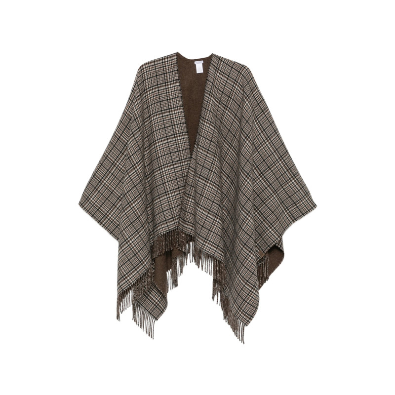 Brunello Cucinelli Check-pattern Fringed Poncho