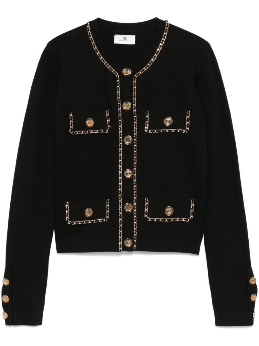 chain-detail cropped cardigan